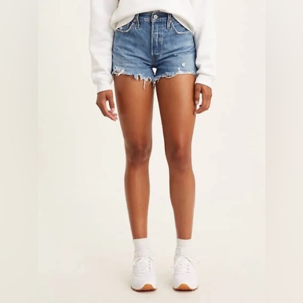 Levi’s 501 Cut off Shorts Size 25 100% Cotton Raw Hem Button Fly Clasic Festival